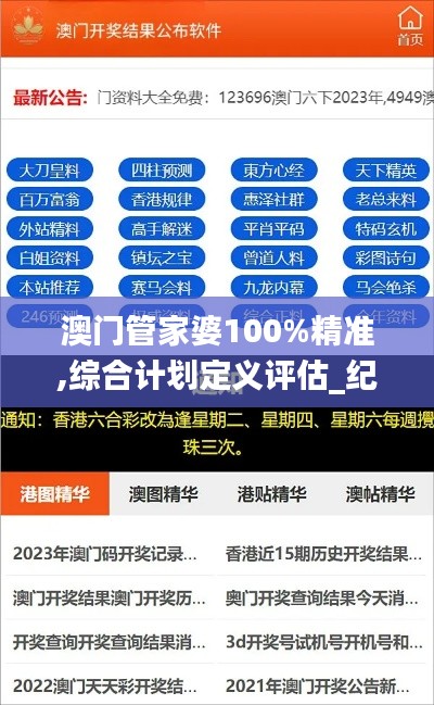 澳门管家婆100%精准,综合计划定义评估_纪念版4.223