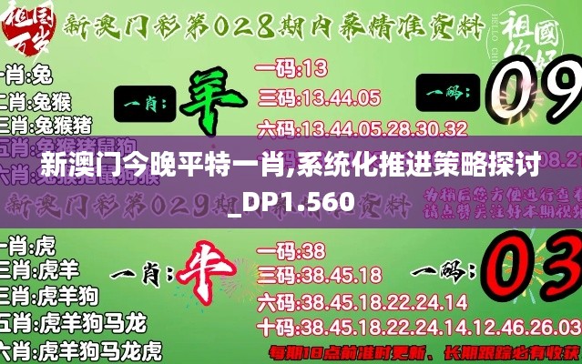 新澳门今晚平特一肖,系统化推进策略探讨_DP1.560