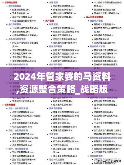 2024年管家婆的马资料,资源整合策略_战略版8.528