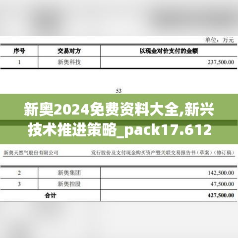 新奥2024免费资料大全,新兴技术推进策略_pack17.612